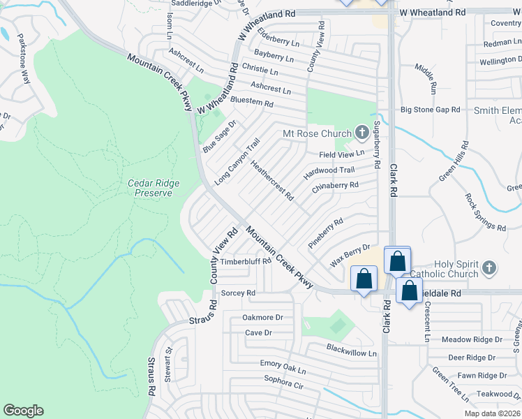 map of restaurants, bars, coffee shops, grocery stores, and more near 9418 County View Rd in Dallas