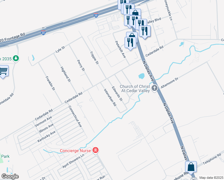 map of restaurants, bars, coffee shops, grocery stores, and more near 4169 Edwards Street in Lancaster