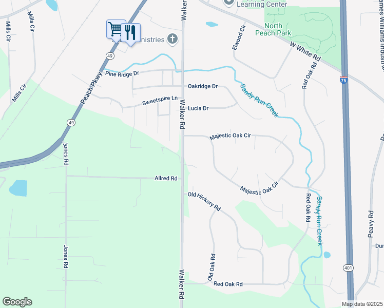 map of restaurants, bars, coffee shops, grocery stores, and more near 555 Walker Rd in Byron