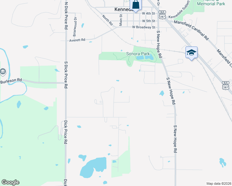 map of restaurants, bars, coffee shops, grocery stores, and more near 405 Susan Drive in Kennedale
