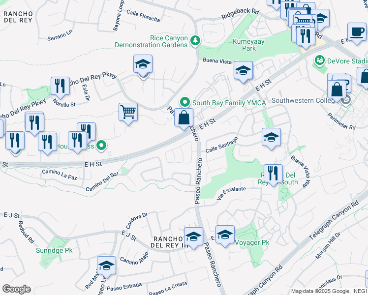 map of restaurants, bars, coffee shops, grocery stores, and more near 1158 Calle Dulce in Chula Vista