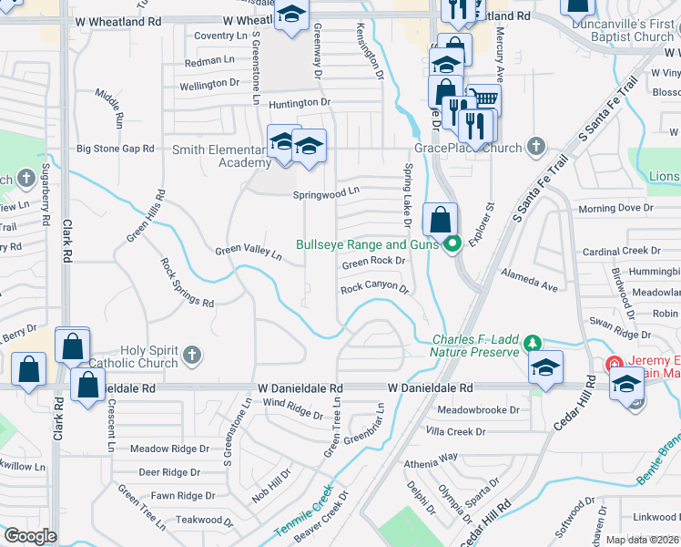 map of restaurants, bars, coffee shops, grocery stores, and more near 946 Green Rock Drive in Duncanville