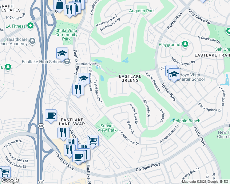 map of restaurants, bars, coffee shops, grocery stores, and more near 1248 Bodega Bay Drive in Chula Vista