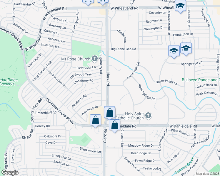 map of restaurants, bars, coffee shops, grocery stores, and more near 1410 South Clark Road in Duncanville