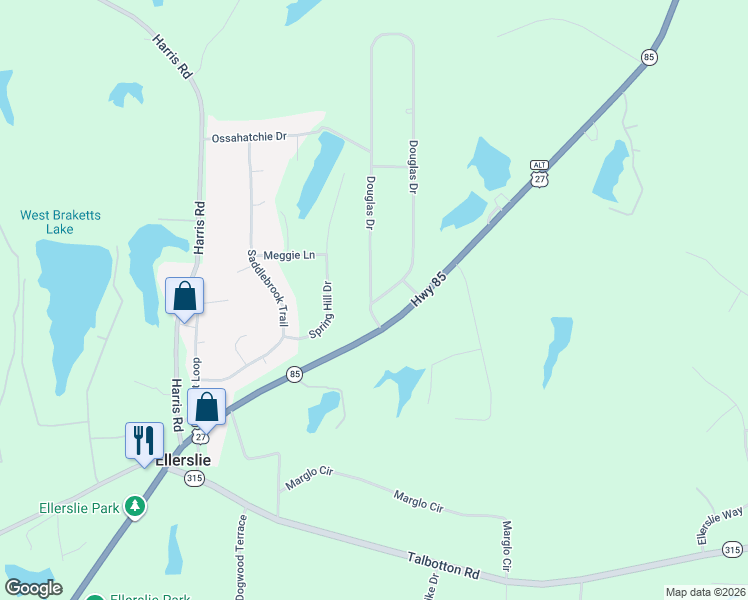 map of restaurants, bars, coffee shops, grocery stores, and more near 63 Douglas Drive in Ellerslie
