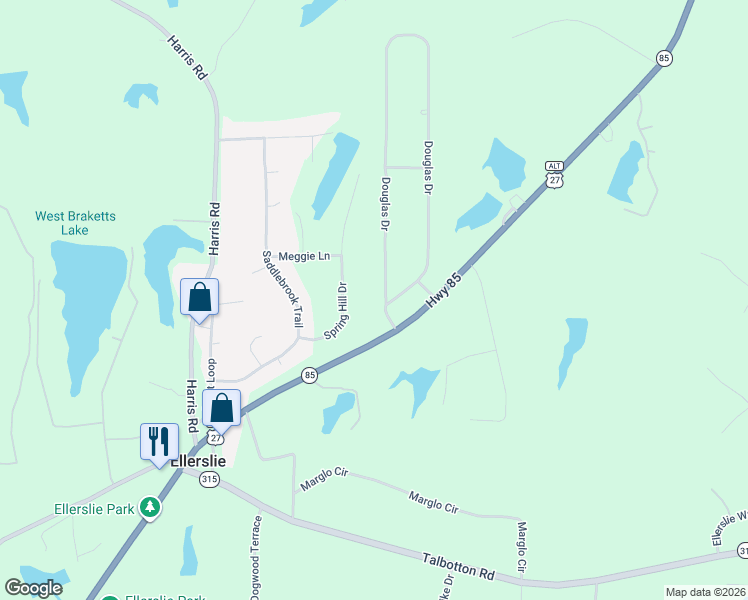 map of restaurants, bars, coffee shops, grocery stores, and more near 63 Douglas Drive in Ellerslie