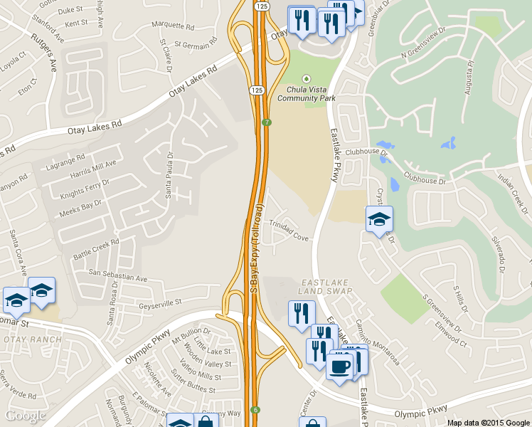 map of restaurants, bars, coffee shops, grocery stores, and more near 2060 Barbados Cove in Chula Vista