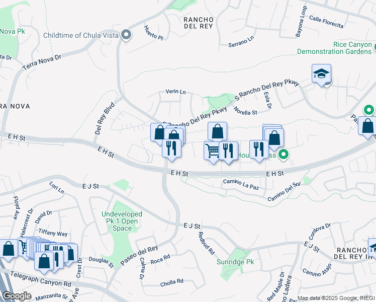 map of restaurants, bars, coffee shops, grocery stores, and more near 810 Lazo Court in Chula Vista