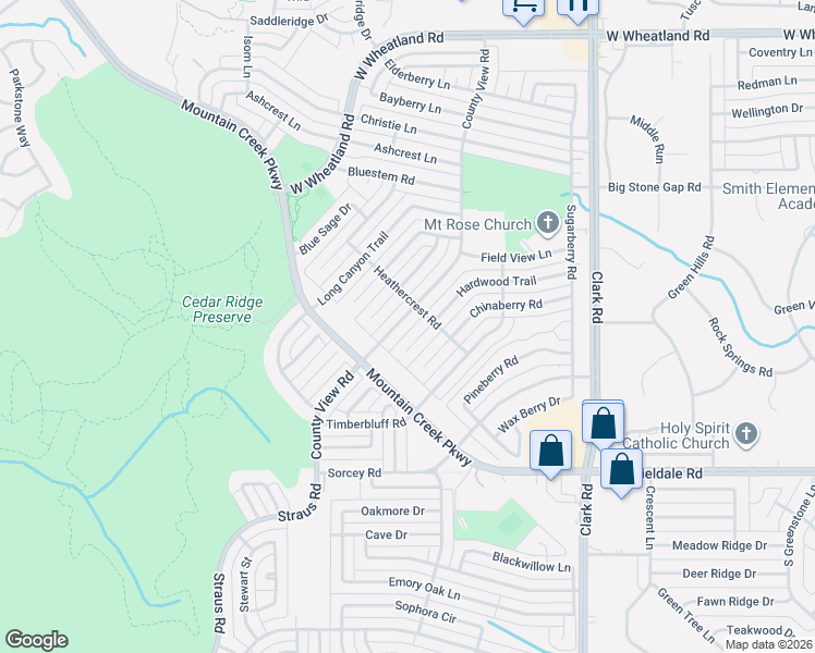map of restaurants, bars, coffee shops, grocery stores, and more near 7308 Hardwood Trail in Dallas