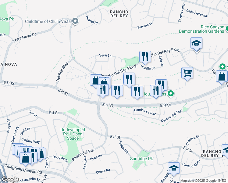 map of restaurants, bars, coffee shops, grocery stores, and more near 810 Lazo Court in Chula Vista