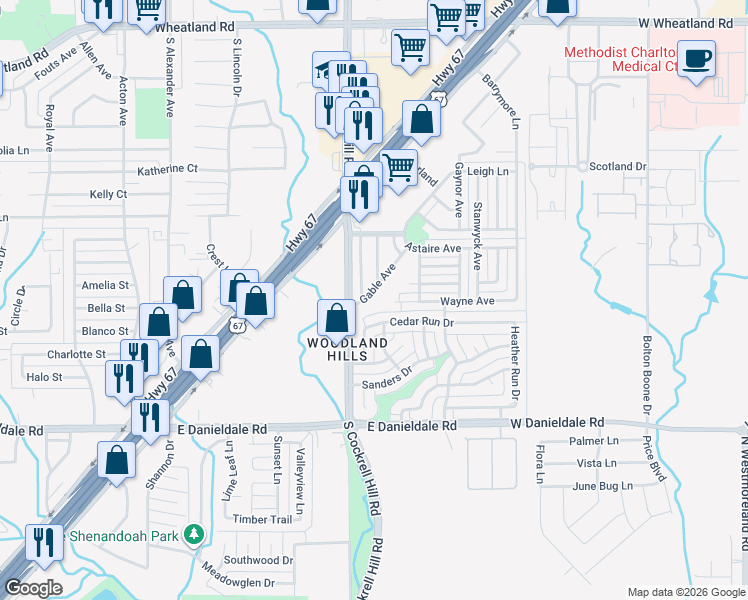 map of restaurants, bars, coffee shops, grocery stores, and more near 1003 Cedar Run Drive in Duncanville