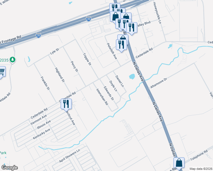 map of restaurants, bars, coffee shops, grocery stores, and more near 4169 Edwards Street in Lancaster