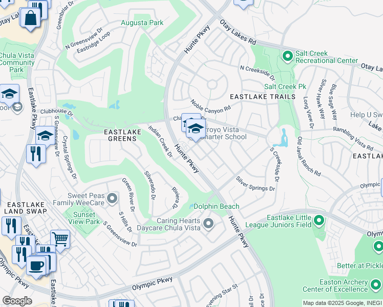 map of restaurants, bars, coffee shops, grocery stores, and more near 1314 Borrego Springs Road in Chula Vista