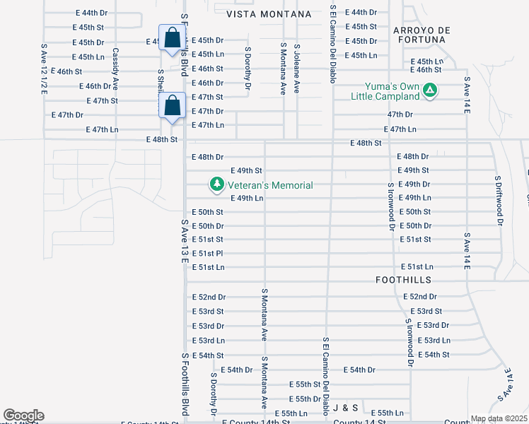 map of restaurants, bars, coffee shops, grocery stores, and more near South Montana Avenue in Yuma