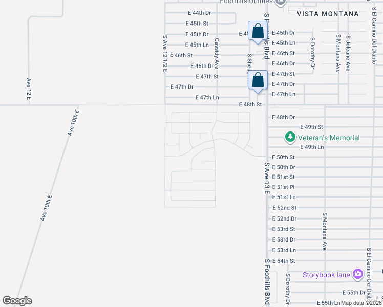 map of restaurants, bars, coffee shops, grocery stores, and more near East 48th Street in Yuma