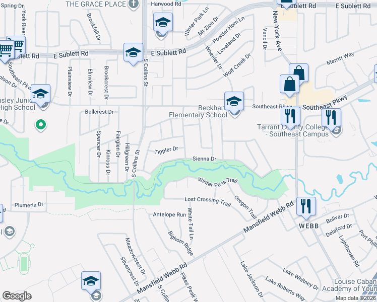 map of restaurants, bars, coffee shops, grocery stores, and more near 6623 Terrace Glen Drive in Arlington
