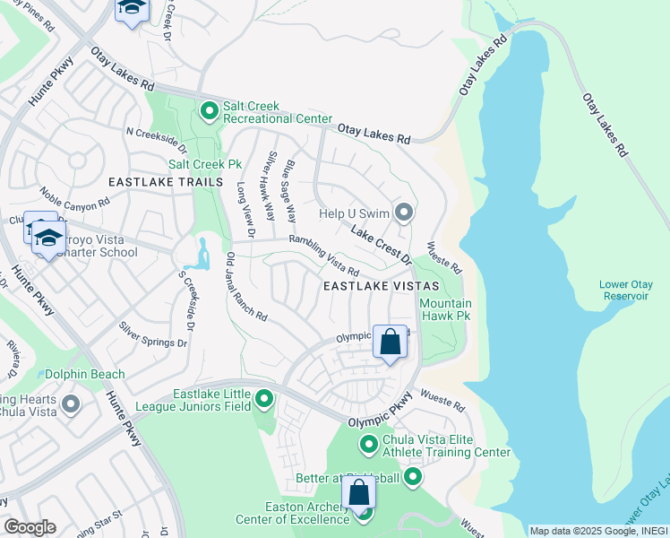map of restaurants, bars, coffee shops, grocery stores, and more near 2814 Rambling Vista Road in Chula Vista