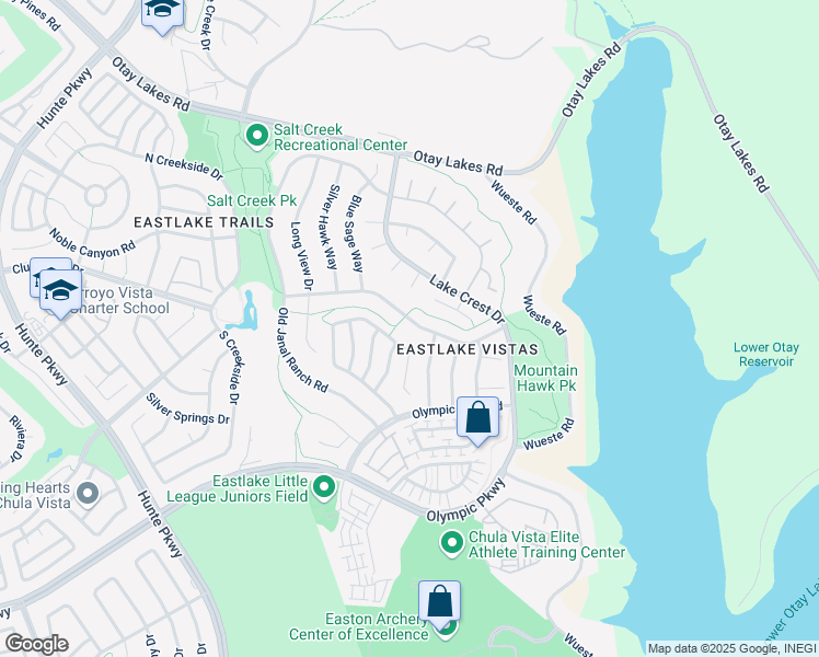map of restaurants, bars, coffee shops, grocery stores, and more near 2814 Rambling Vista Road in Chula Vista
