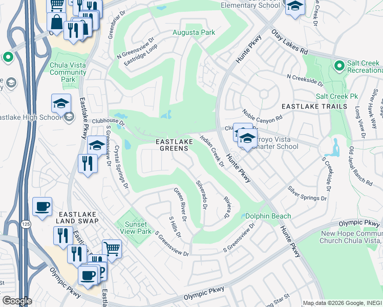 map of restaurants, bars, coffee shops, grocery stores, and more near 1221 Pinehurst Road in Chula Vista