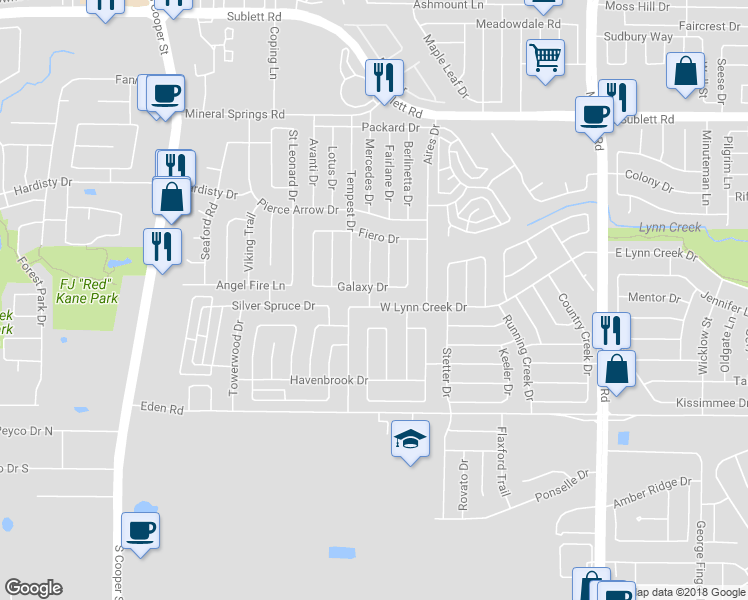 map of restaurants, bars, coffee shops, grocery stores, and more near 916 Galaxy Drive in Arlington