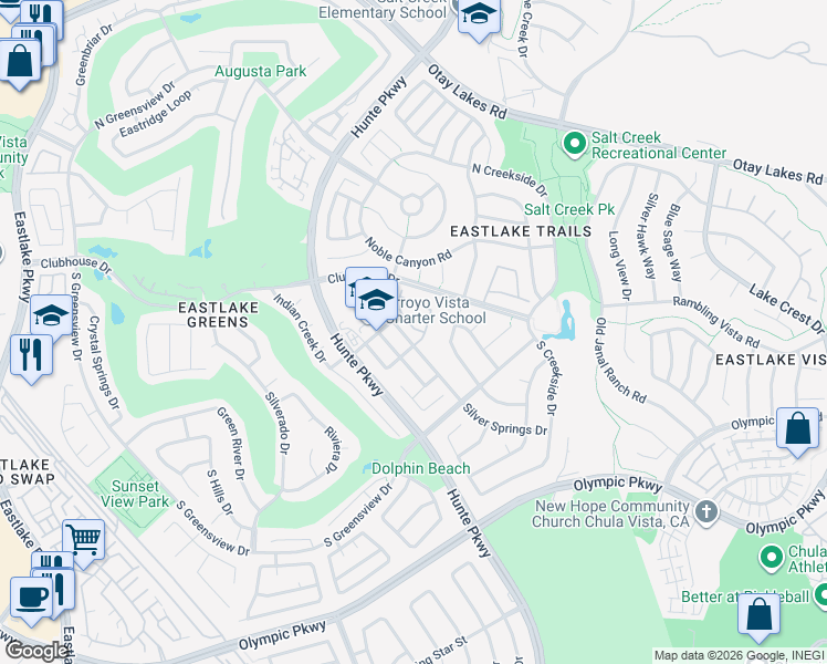 map of restaurants, bars, coffee shops, grocery stores, and more near 1324 Pinnacle Peak Drive in Chula Vista