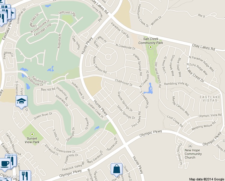 map of restaurants, bars, coffee shops, grocery stores, and more near 1313 Monument Trail Drive in Chula Vista