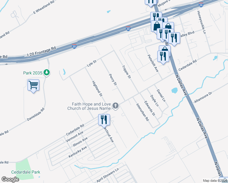map of restaurants, bars, coffee shops, grocery stores, and more near 4347 Percy Street in Lancaster