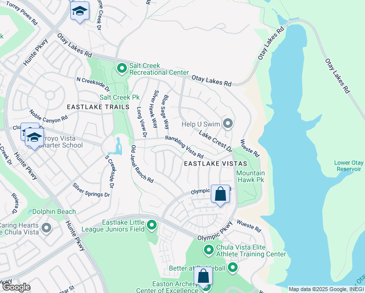 map of restaurants, bars, coffee shops, grocery stores, and more near 2792 Rambling Vista Road in Chula Vista