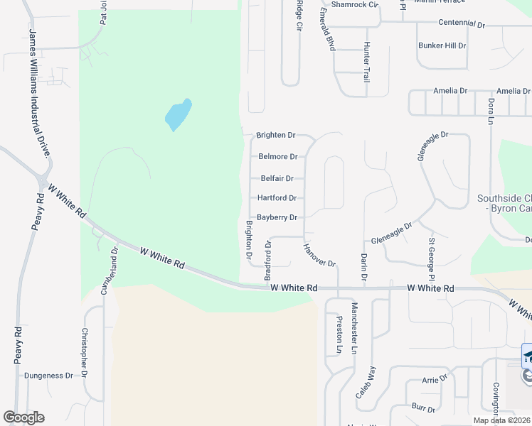 map of restaurants, bars, coffee shops, grocery stores, and more near 102 Bayberry Drive in Byron