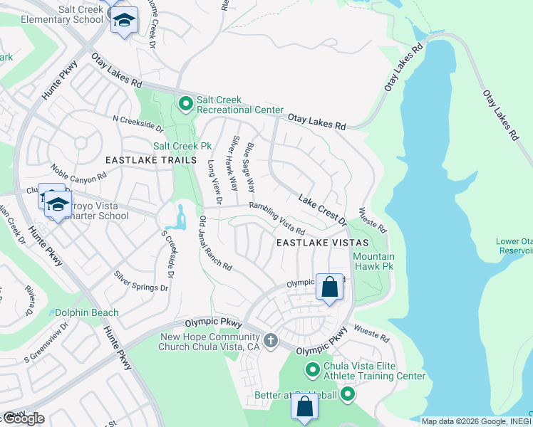 map of restaurants, bars, coffee shops, grocery stores, and more near 2780 Rambling Vista Road in Chula Vista