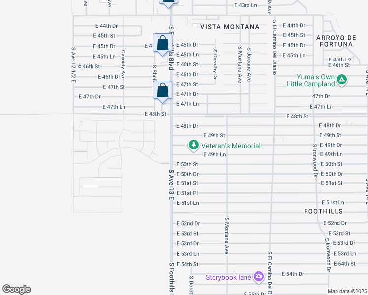 map of restaurants, bars, coffee shops, grocery stores, and more near 13190 East 49th Lane in Yuma