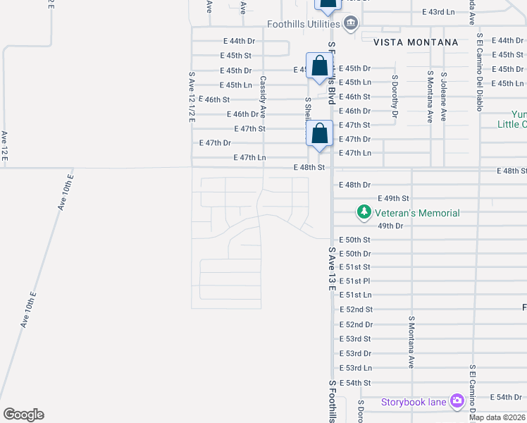 map of restaurants, bars, coffee shops, grocery stores, and more near 12711 East 49th Drive in Yuma