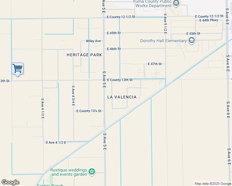 map of restaurants, bars, coffee shops, grocery stores, and more near 13185 South Orlando Road in Yuma