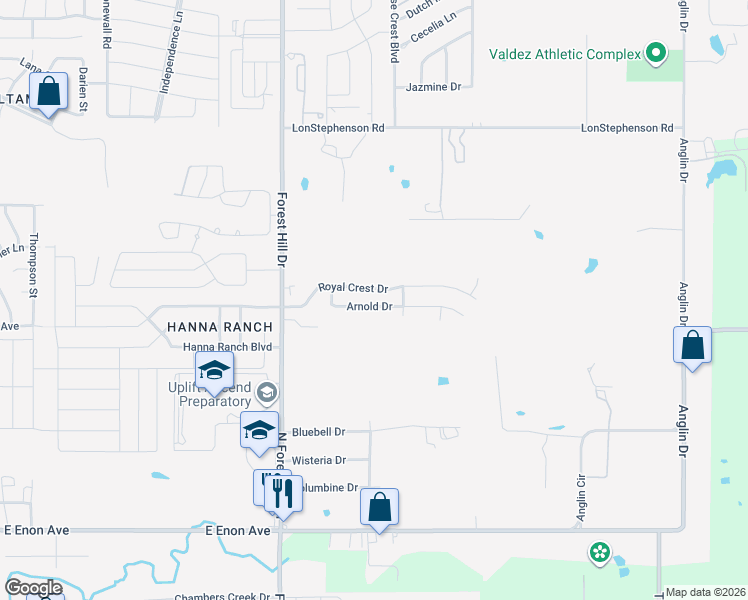 map of restaurants, bars, coffee shops, grocery stores, and more near 3705 Arnold Drive in Fort Worth