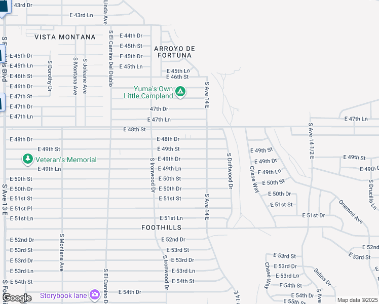map of restaurants, bars, coffee shops, grocery stores, and more near 13806 East 49th Street in Yuma