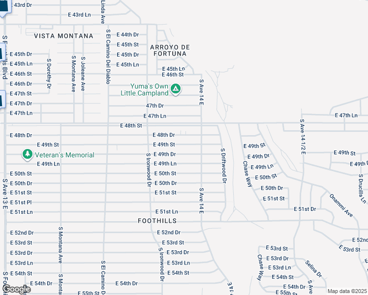 map of restaurants, bars, coffee shops, grocery stores, and more near 13806 East 49th Street in Yuma