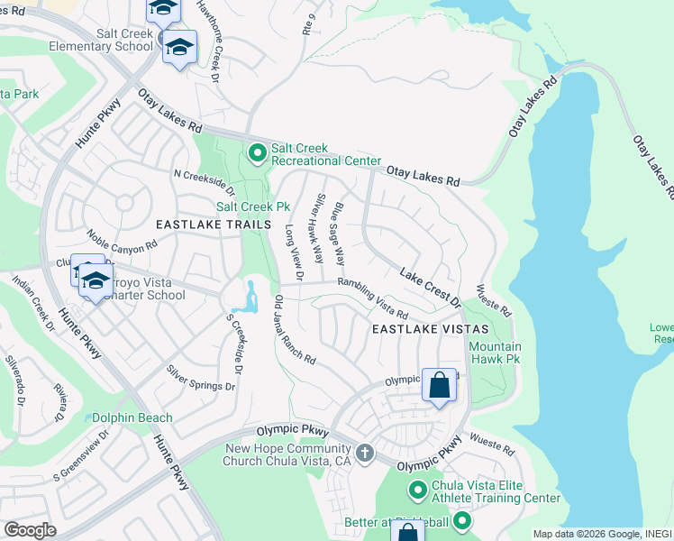 map of restaurants, bars, coffee shops, grocery stores, and more near 1339 Silver Hawk Way in Chula Vista