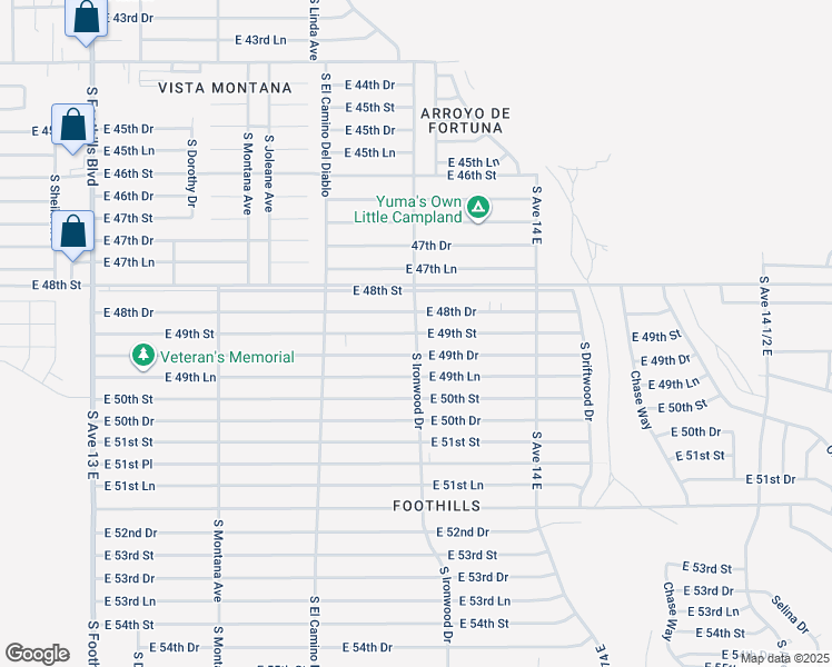 map of restaurants, bars, coffee shops, grocery stores, and more near 13132 S Ironwood Dr in Yuma