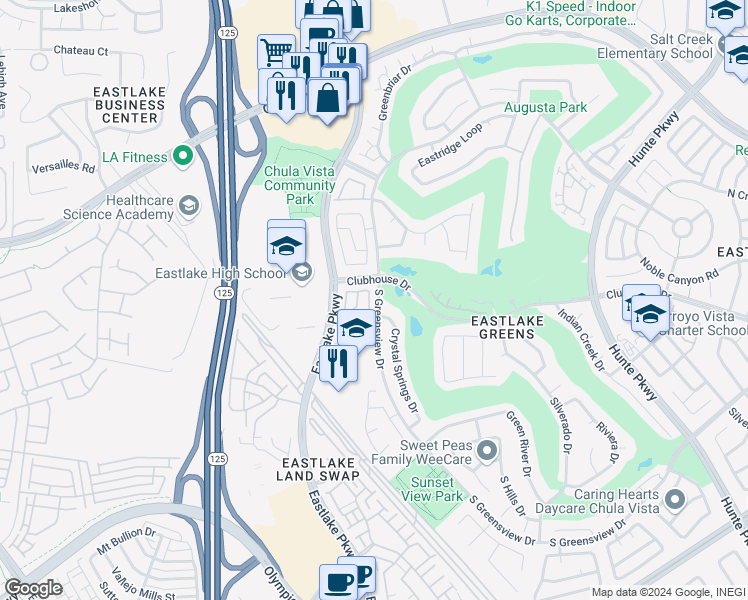 map of restaurants, bars, coffee shops, grocery stores, and more near 1119 Pacific Grove Loop in Chula Vista