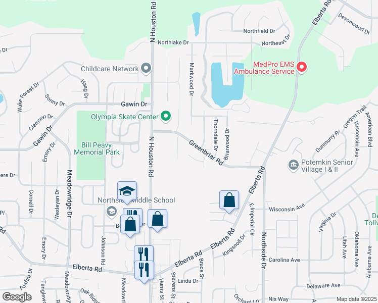 map of restaurants, bars, coffee shops, grocery stores, and more near 108 Sherwood Court in Warner Robins