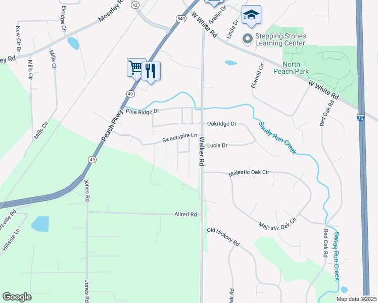 map of restaurants, bars, coffee shops, grocery stores, and more near 100 Hollyhock Court in Byron
