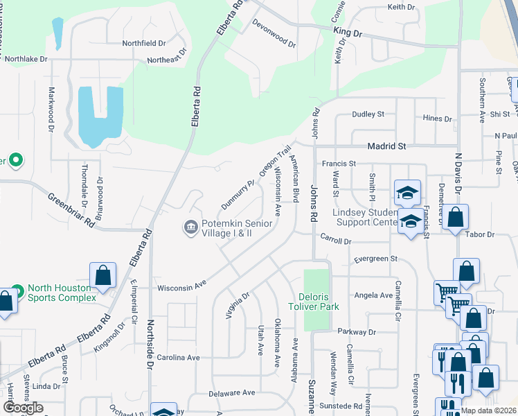 map of restaurants, bars, coffee shops, grocery stores, and more near 229 Dunmurry Place in Warner Robins