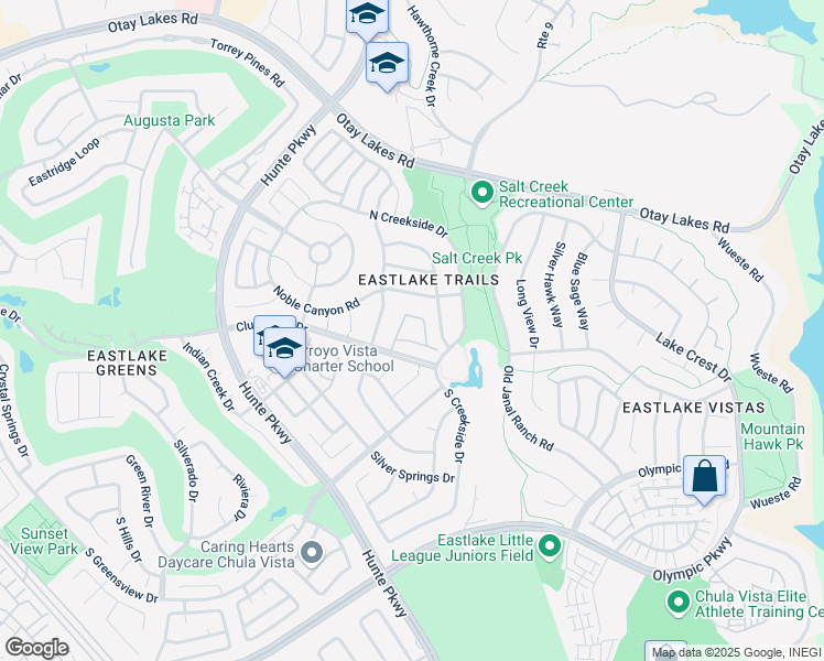 map of restaurants, bars, coffee shops, grocery stores, and more near 2646 Wildhorse Trail Way in Chula Vista