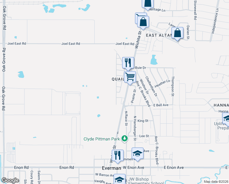 map of restaurants, bars, coffee shops, grocery stores, and more near 118 Moonmist Circle in Fort Worth