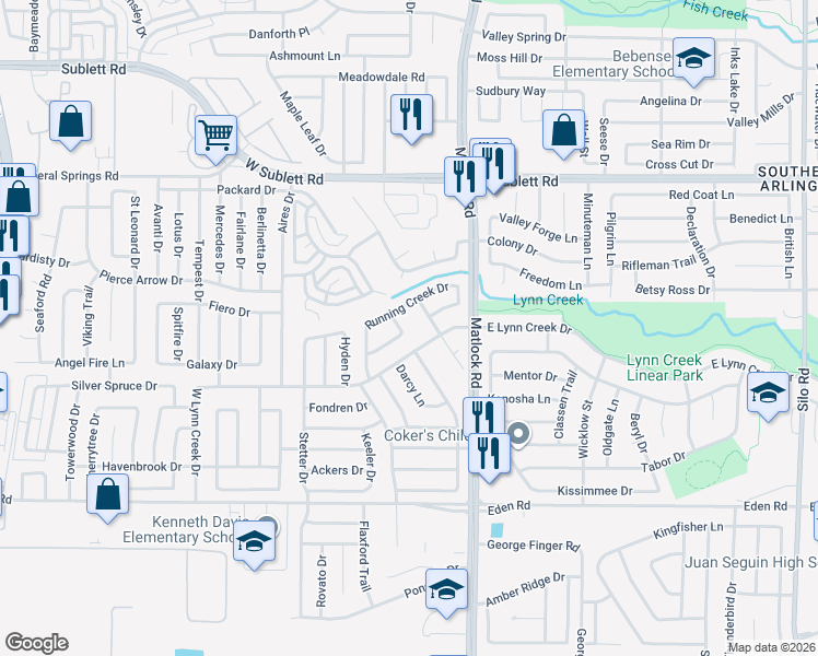 map of restaurants, bars, coffee shops, grocery stores, and more near 808 Xavier Drive in Arlington