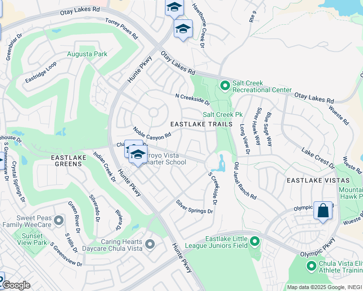 map of restaurants, bars, coffee shops, grocery stores, and more near 1277 Granite Springs Drive in Chula Vista