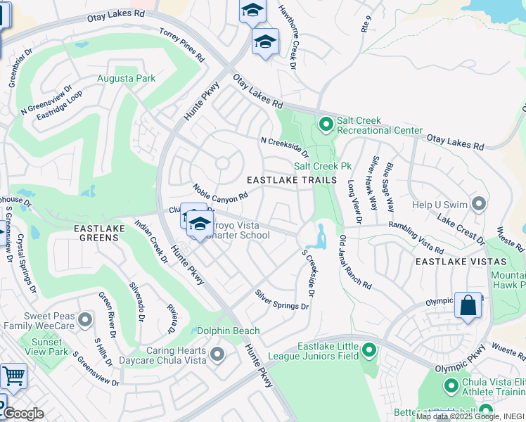 map of restaurants, bars, coffee shops, grocery stores, and more near 1277 Granite Springs Drive in Chula Vista