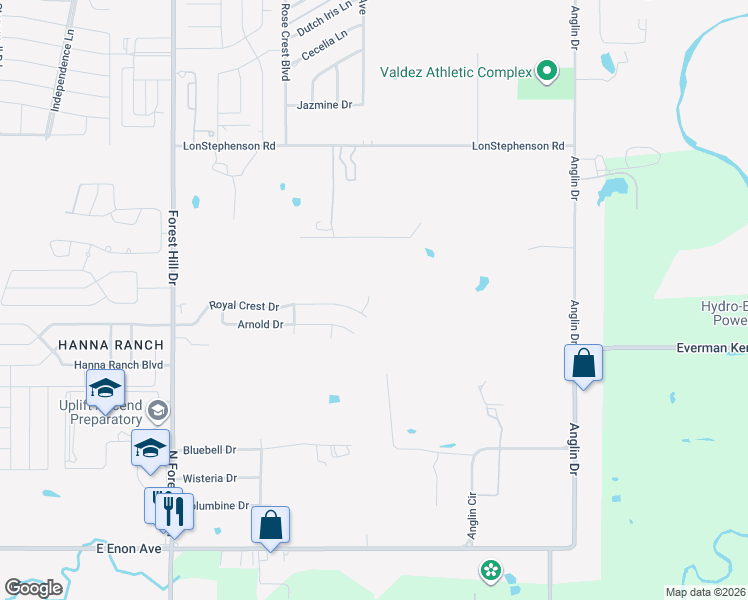 map of restaurants, bars, coffee shops, grocery stores, and more near 7808 Hartman Road in Fort Worth