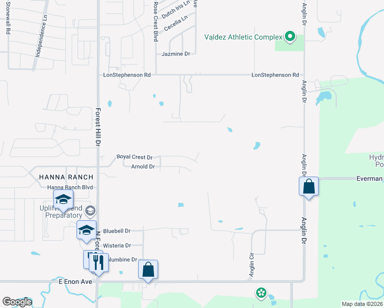 map of restaurants, bars, coffee shops, grocery stores, and more near 7808 Hartman Road in Fort Worth