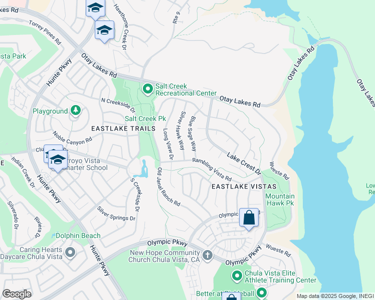 map of restaurants, bars, coffee shops, grocery stores, and more near 1339 Silver Hawk Way in Chula Vista